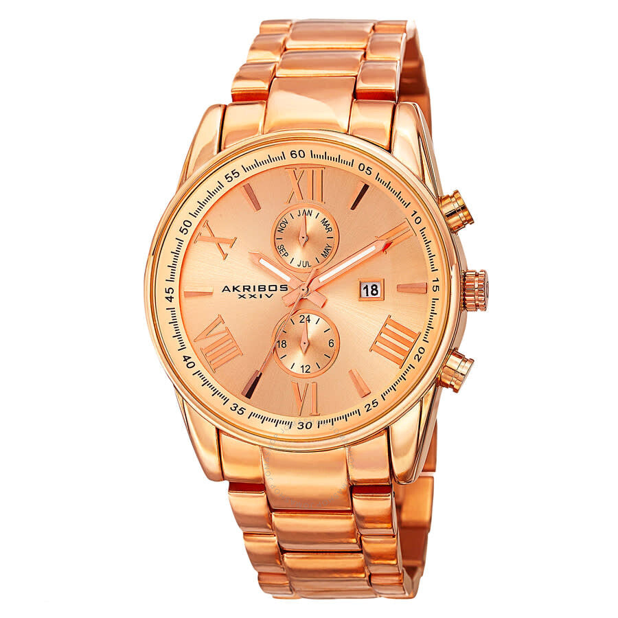 Akribos XXIV Our Products Quartz Rose Gold Dial Men's Watch P50122 - The Watches Men & Co