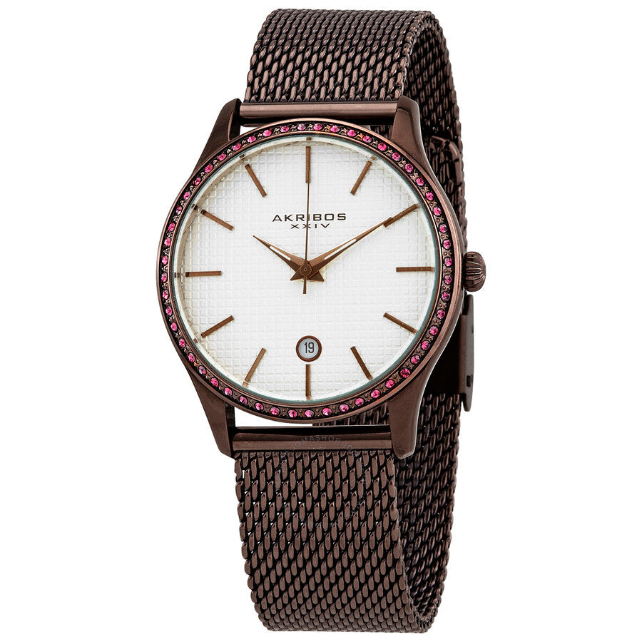 Akribos XXIV Pink Dial Brown Ion-plated Ladies Watch AK967BR - The Watches Men & Co