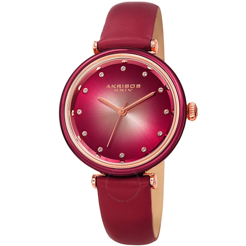 Akribos XXIV Quartz Red Dial Ladies Watch AK1035PK - The Watches Men & Co