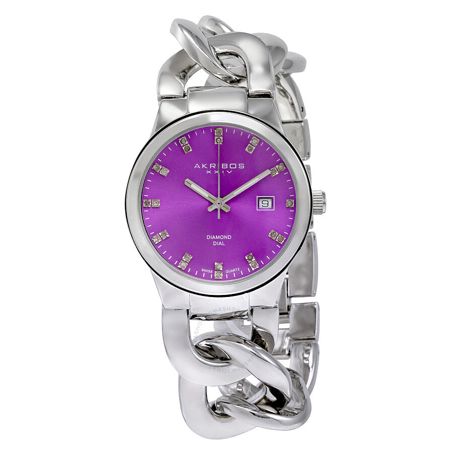 Akribos XXIV Purple Dial Silver-tone Base Metal Ladies Watch AK759SSPU - The Watches Men & Co