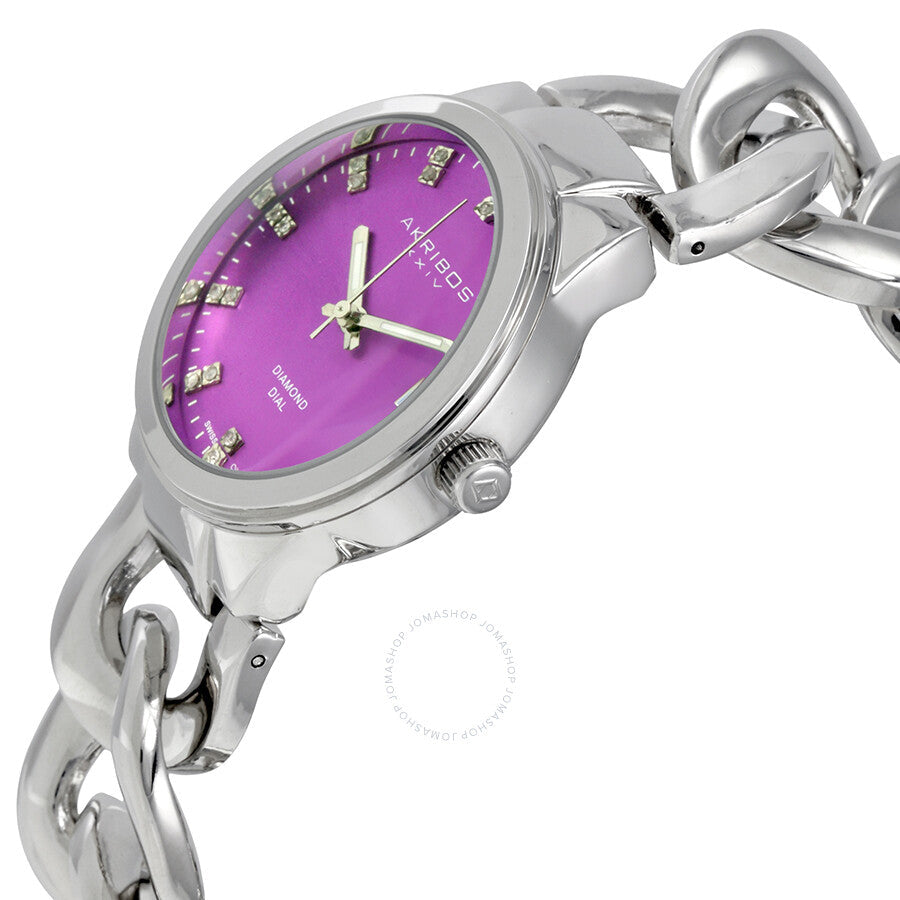 Akribos XXIV Purple Dial Silver-tone Base Metal Ladies Watch AK759SSPU - The Watches Men & Co #2