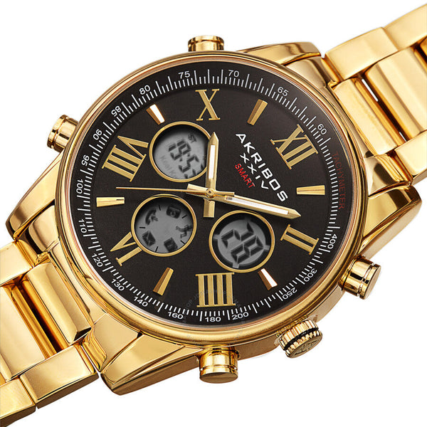 Akribos XXIV Quartz Black Dial Men's Smart Watch AK1095YGBK - The Watches Men & Co #2