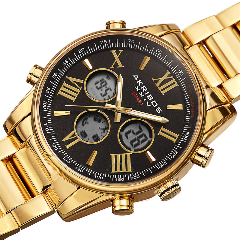 Akribos XXIV Quartz Black Dial Men's Smart Watch AK1095YGBK - The Watches Men & Co #2