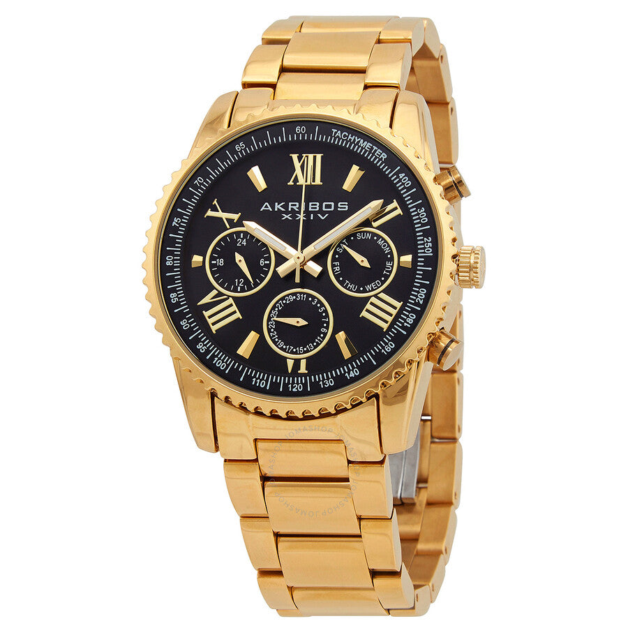 Akribos XXIV Quartz Black Dial Men's Watch AK1099YGB - The Watches Men & Co