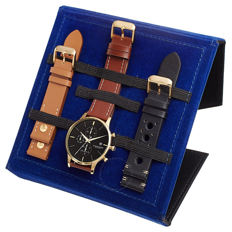 Akribos XXIV Quartz Black Dial Men's Watch AK1105YGBR-S - The Watches Men & Co