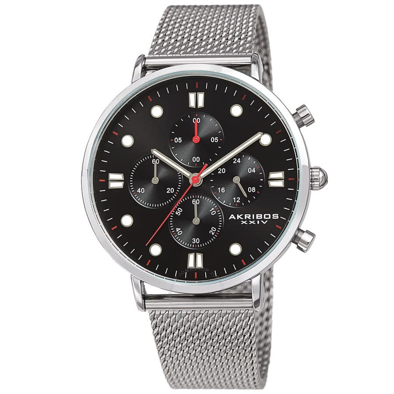 Akribos XXIV Quartz Black Dial Men's Watch AK1113SSB - The Watches Men & Co
