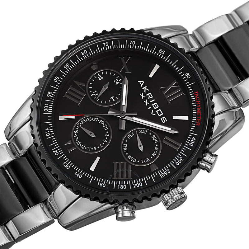 Akribos XXIV Quartz Black Dial Two-tone Men's Watch AK1099TTB - The Watches Men & Co #2