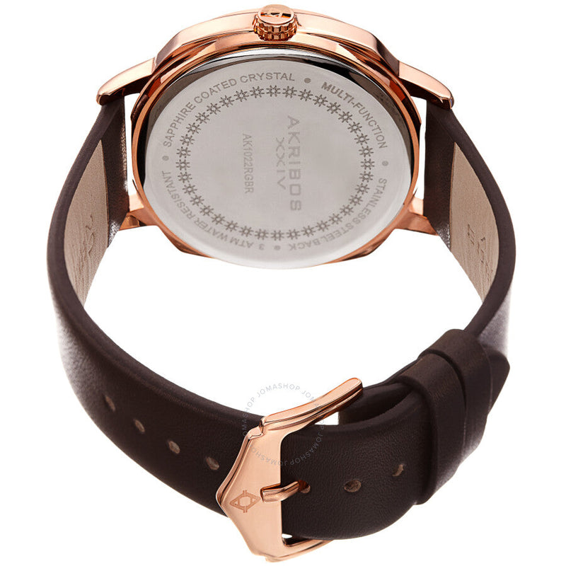 Akribos XXIV Quartz Blue Dial Brown Leather Men's Watch AK1022RGBR - The Watches Men & Co #4