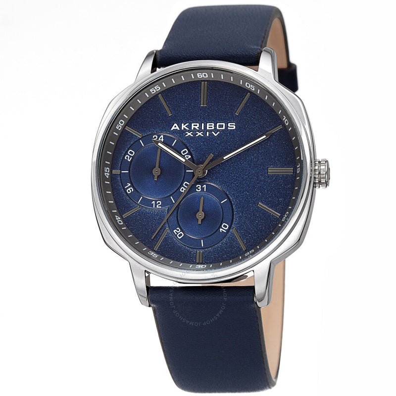 Akribos XXIV Quartz Blue Dial Blue Leather Men's Watch AK1022BU - The Watches Men & Co