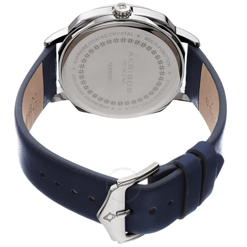 Akribos XXIV Quartz Blue Dial Blue Leather Men's Watch AK1022BU - The Watches Men & Co #4