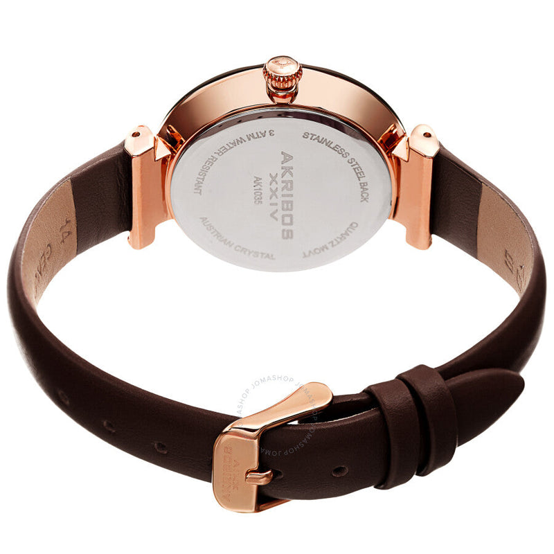Akribos XXIV Quartz Crystal Brown Dial Ladies Watch AK1035BR - The Watches Men & Co #4