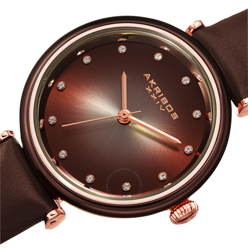 Akribos XXIV Quartz Crystal Brown Dial Ladies Watch AK1035BR - The Watches Men & Co #2