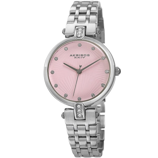 Akribos XXIV Quartz Crystal Pink Dial Ladies Watch AK1085PK - The Watches Men & Co