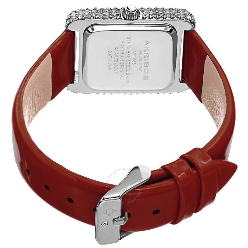 Akribos XXIV Quartz Crystal Red Dial Red Leather Ladies Watch AK1068RD - The Watches Men & Co #4