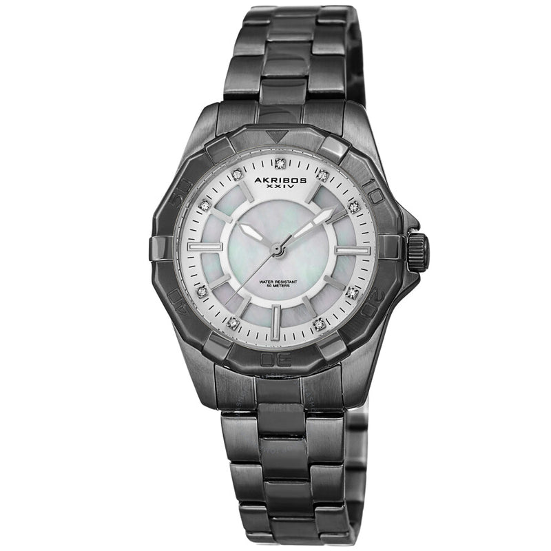 Akribos XXIV Quartz Crystal White Dial Ladies Watch AK1006GN - The Watches Men & Co