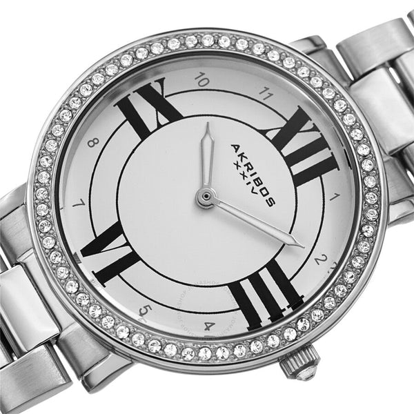 Akribos XXIV Quartz Crystal White Dial Ladies Watch AK1036SS - The Watches Men & Co #2