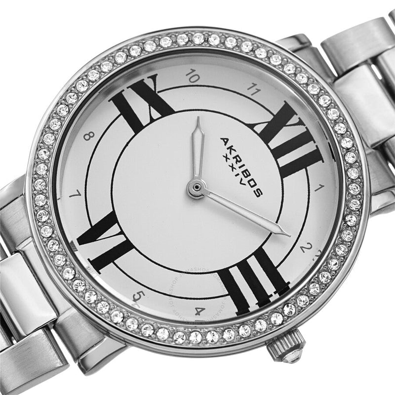 Akribos XXIV Quartz Crystal White Dial Ladies Watch AK1036SS - The Watches Men & Co #2