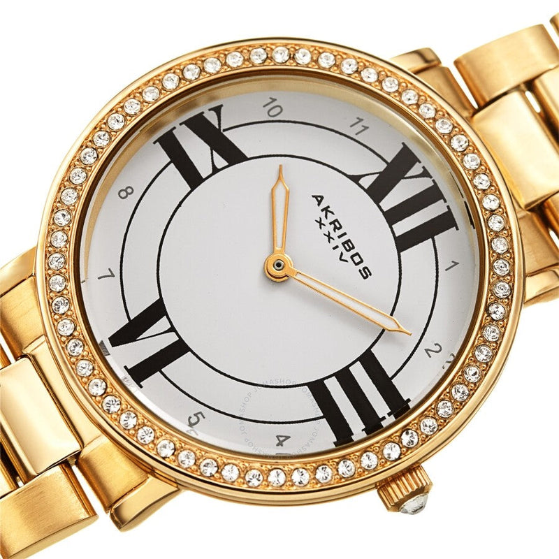 Akribos XXIV Quartz Crystal White Dial Ladies Watch AK1036YG - The Watches Men & Co #2