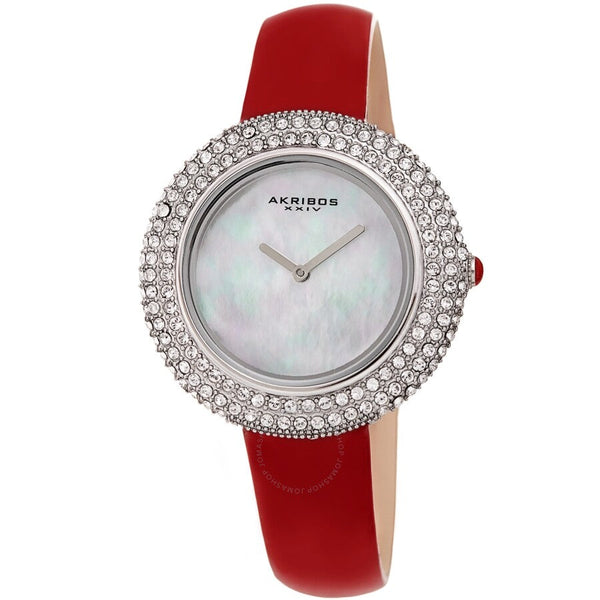 Akribos XXIV Quartz Crystal White Dial Ladies Watch AK1049RD - The Watches Men & Co