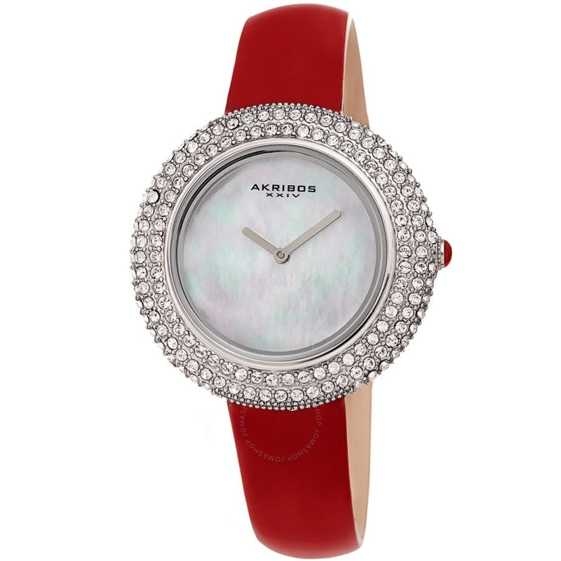 Akribos XXIV Quartz Crystal White Dial Ladies Watch AK1049RD - The Watches Men & Co