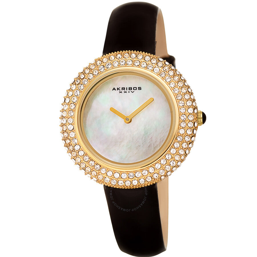 Akribos XXIV Quartz Crystal White Dial Ladies Watch AK1049YGB - The Watches Men & Co