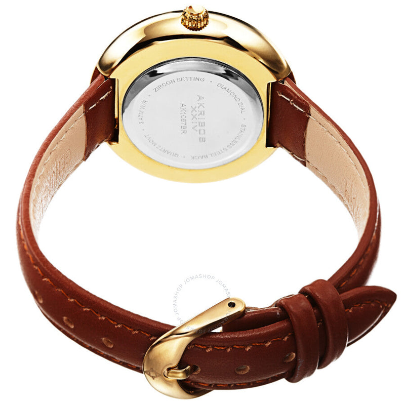 Akribos XXIV Quartz Diamond Crystal White Dial Ladies Watch AK1067BR - The Watches Men & Co #4