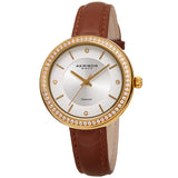 Akribos XXIV Quartz Diamond Crystal White Dial Ladies Watch AK1067BR - The Watches Men & Co