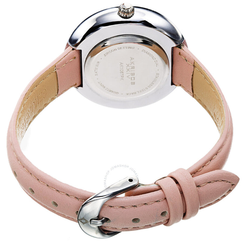 Akribos XXIV Quartz Diamond Crystal White Dial Ladies Watch AK1067PK - The Watches Men & Co #4