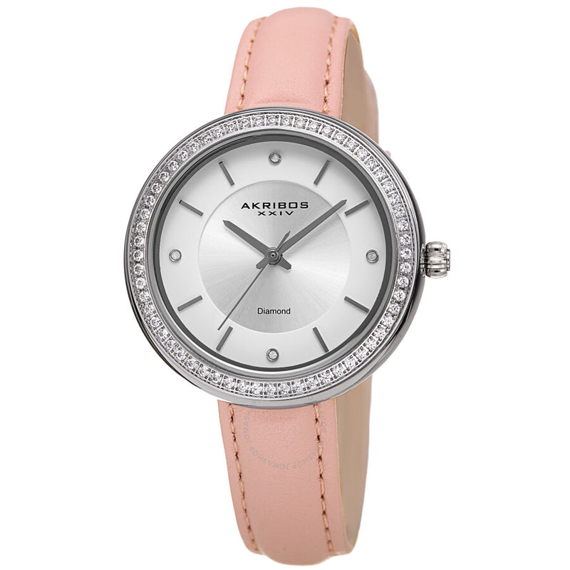 Akribos XXIV Quartz Diamond Crystal White Dial Ladies Watch AK1067PK - The Watches Men & Co