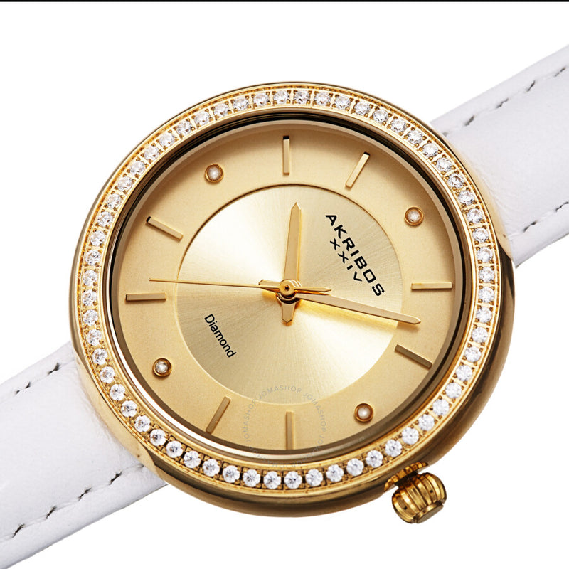 Akribos XXIV Quartz Diamond Gold Dial Ladies Watch AK1067YG - The Watches Men & Co #2