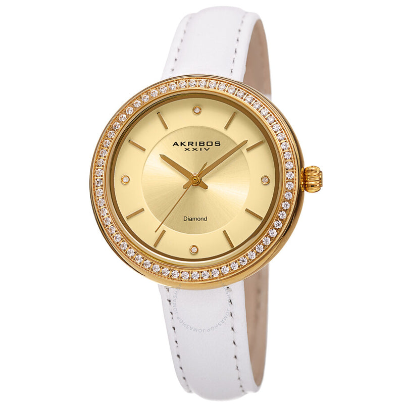 Akribos XXIV Quartz Diamond Gold Dial Ladies Watch AK1067YG - The Watches Men & Co