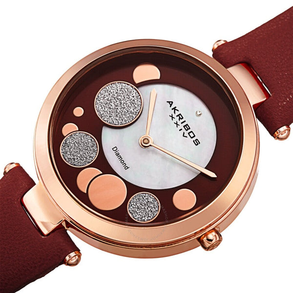Akribos XXIV Quartz Diamond Red Dial Ladies Watch AK1069BUR - The Watches Men & Co #2
