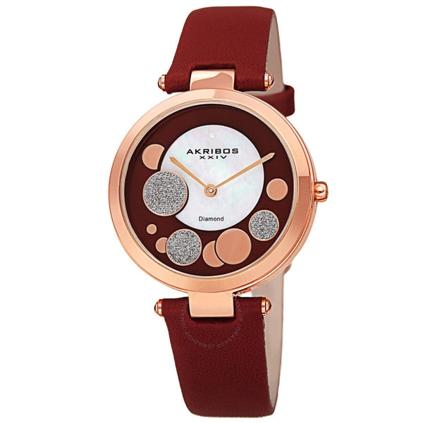 Akribos XXIV Quartz Diamond Red Dial Ladies Watch AK1069BUR - The Watches Men & Co