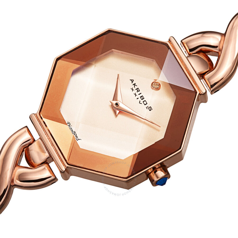 Akribos XXIV Quartz Diamond Rose Gold Dial Ladies Watch AK1086RG - The Watches Men & Co #2