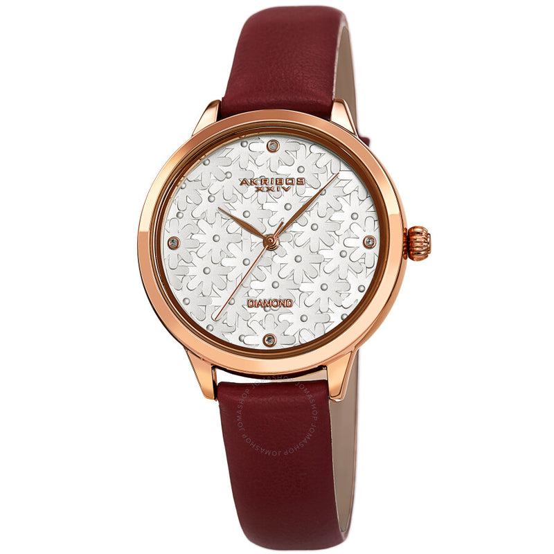 Akribos XXIV Quartz Diamond Silver Dial Ladies Watch AK1051BR - The Watches Men & Co