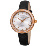 Akribos XXIV Quartz Diamond Silver Dial Ladies Watch AK1067BK - The Watches Men & Co