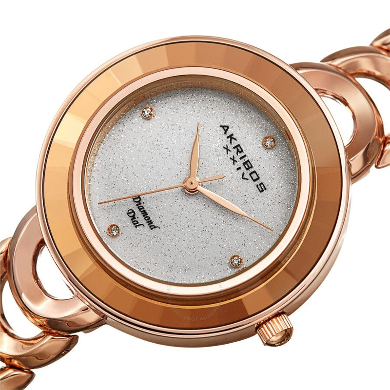 Akribos XXIV Quartz Diamond Silver Dial Ladies Watch AK1088RG - The Watches Men & Co #2