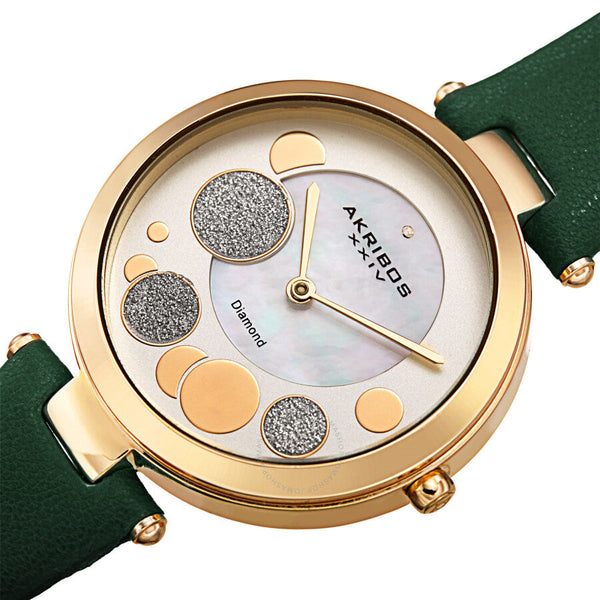 Akribos XXIV Quartz Diamond White Dial Ladies Watch AK1069GN - The Watches Men & Co #2