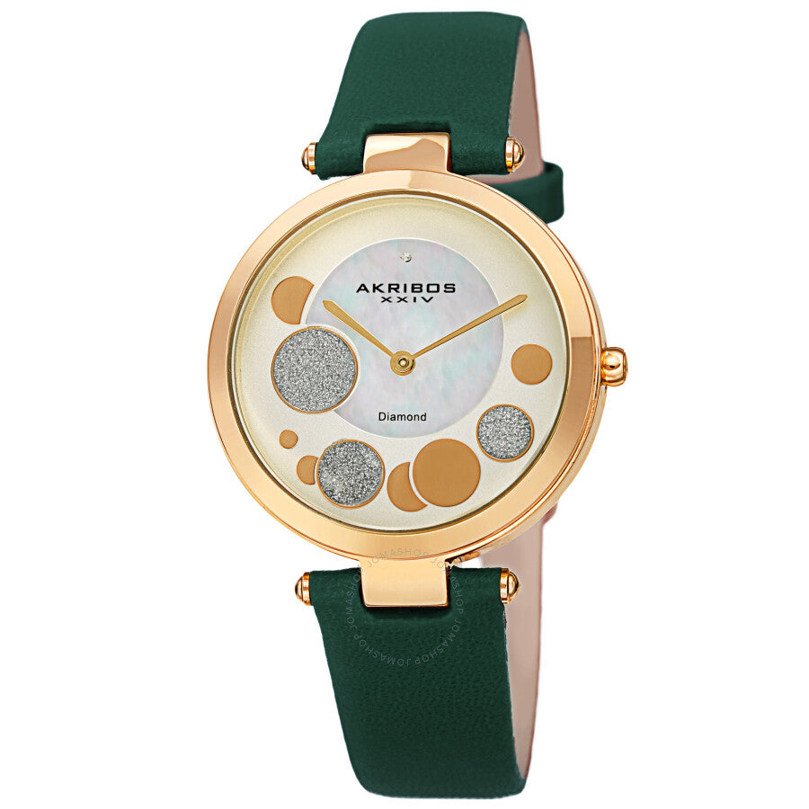 Akribos XXIV Quartz Diamond White Dial Ladies Watch AK1069GN - The Watches Men & Co