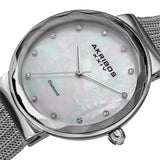 Akribos XXIV Quartz Diamond White Mother of Pearl Dial Ladies Watch AK1009SS - The Watches Men & Co #2