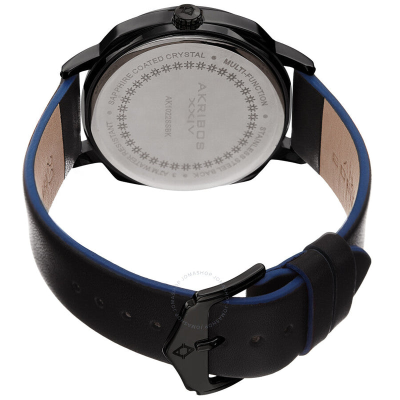 Akribos XXIV Quartz Grey Dial Black Leather Men's Watch AK1022BK - The Watches Men & Co #4