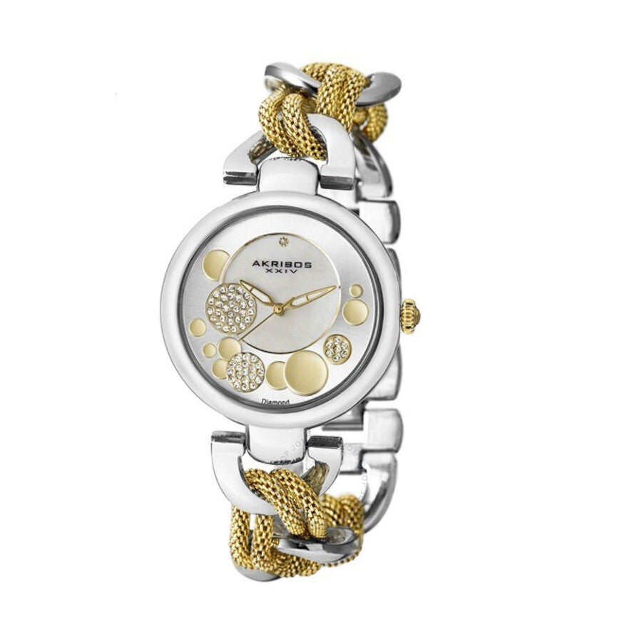 Akribos XXIV  Quartz Mother of Pearl Diamond Ladies Watch AK895TTG-BX - The Watches Men & Co