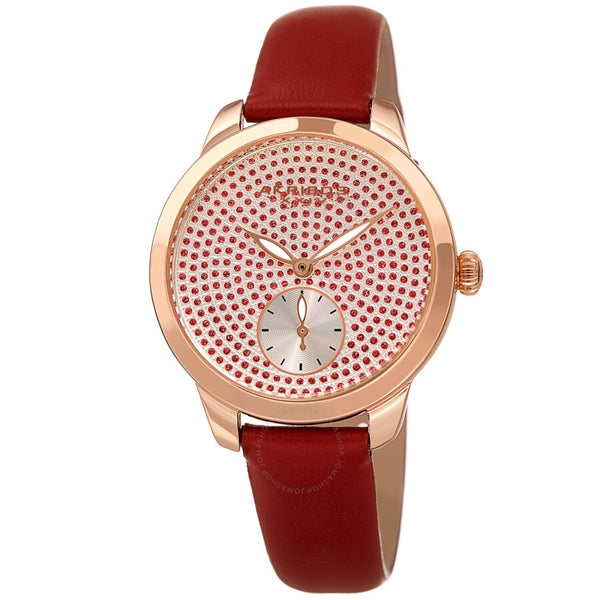 Akribos XXIV Quartz Red Crystal-set Dial Ladies Watch AK1089RD - The Watches Men & Co
