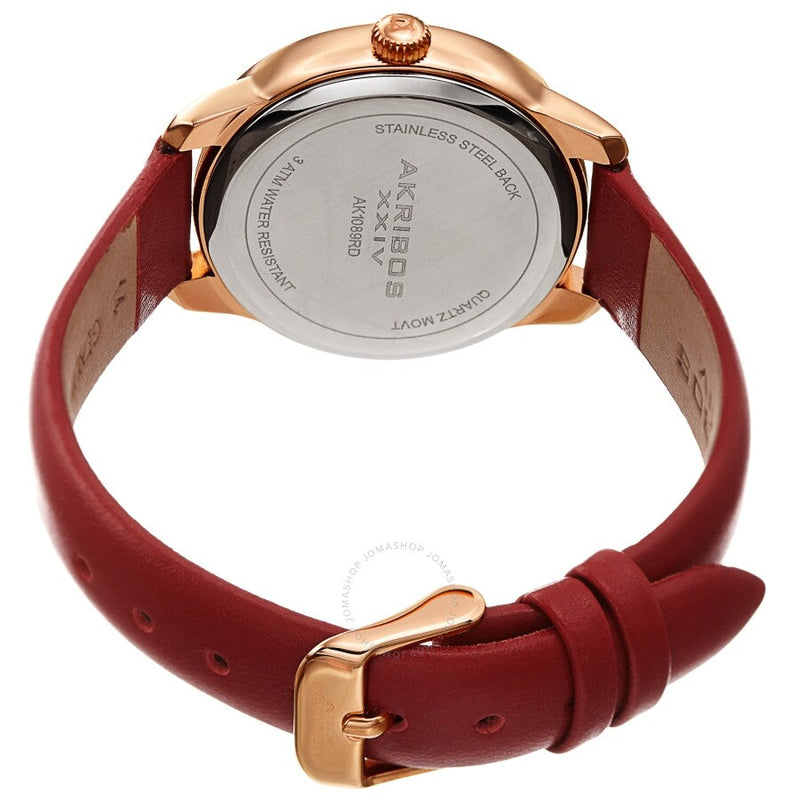 Akribos XXIV Quartz Red Crystal-set Dial Ladies Watch AK1089RD - The Watches Men & Co #4