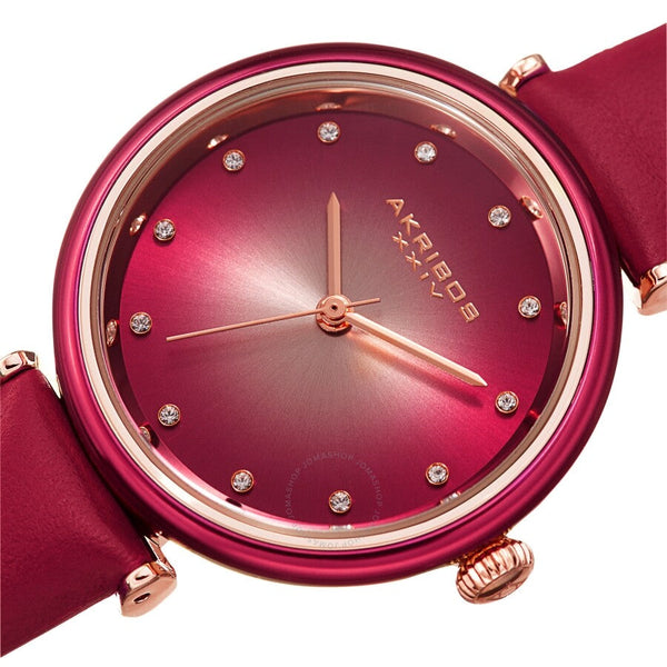 Akribos XXIV Quartz Red Dial Ladies Watch AK1035PK - The Watches Men & Co #2