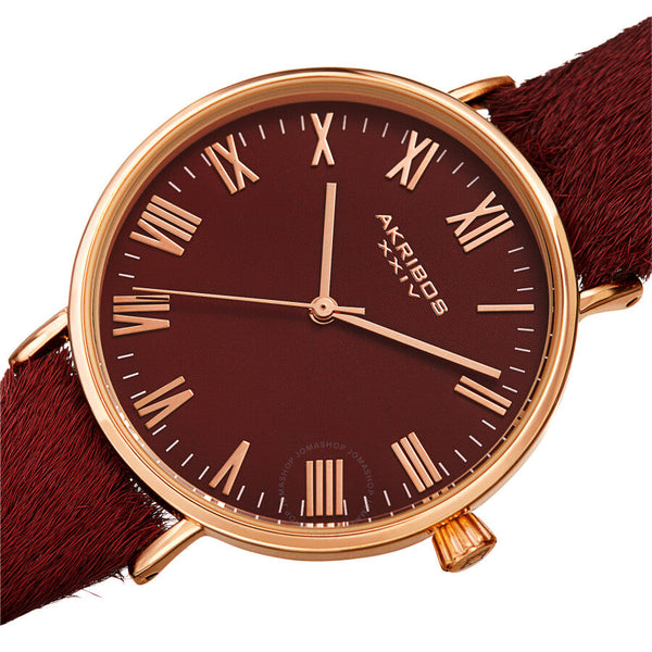 Akribos XXIV Quartz Red Dial Red Leather Ladies Watch AK1081RD - The Watches Men & Co #2
