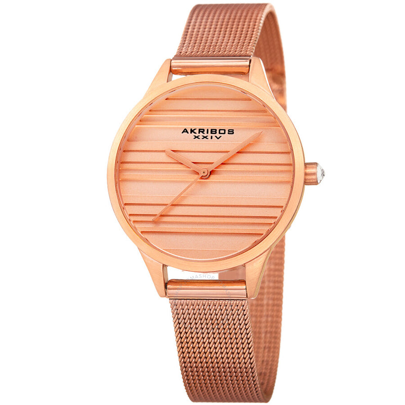 Akribos XXIV Quartz Rose Dial Ladies Watch AK1005RG - The Watches Men & Co