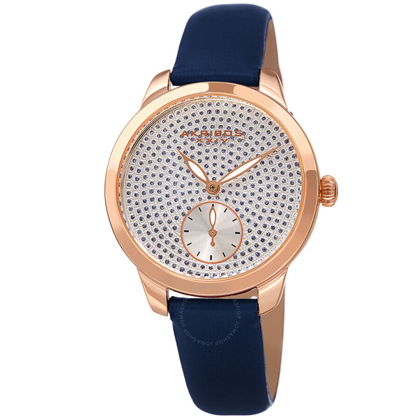 Akribos XXIV Quartz Silver Glitter Dot Dial Ladies Watch AK1089BU - The Watches Men & Co