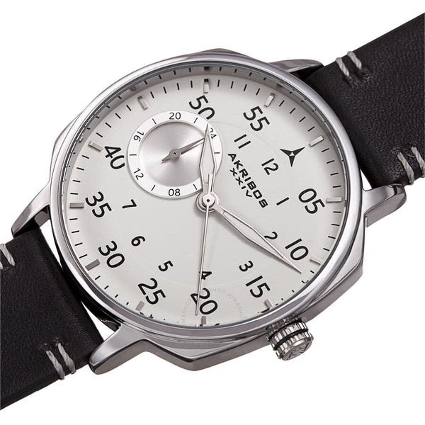 Akribos XXIV Quartz White Dial Black Leather Men's Watch AK1109SS - The Watches Men & Co #2