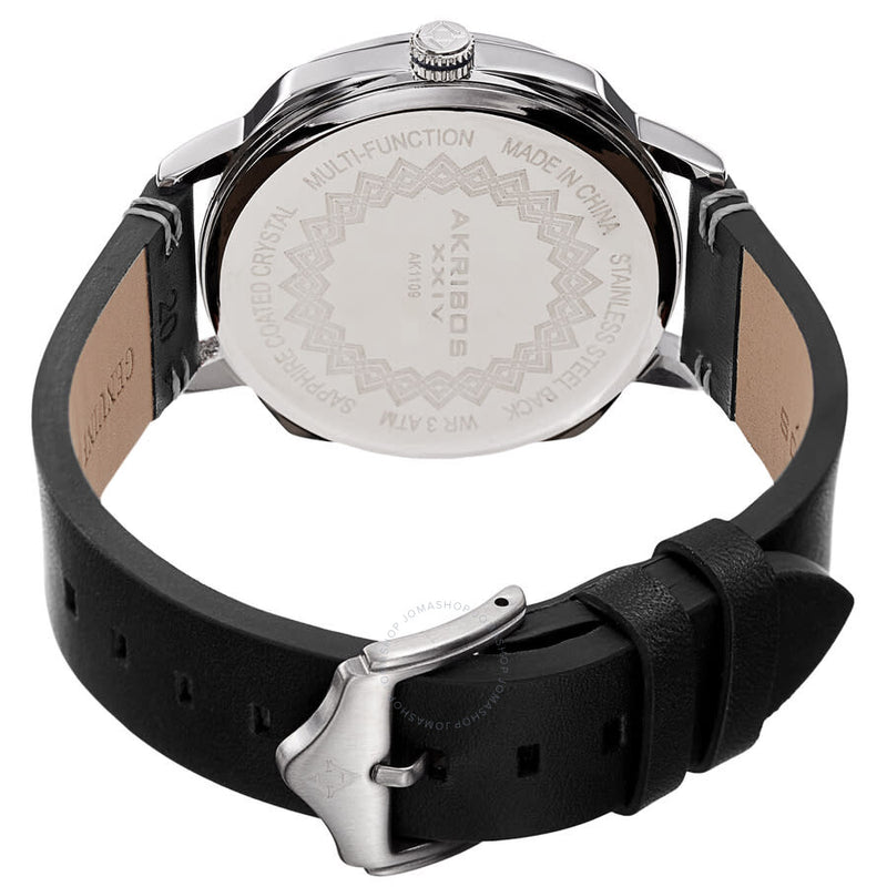 Akribos XXIV Quartz White Dial Black Leather Men's Watch AK1109SS - The Watches Men & Co #4